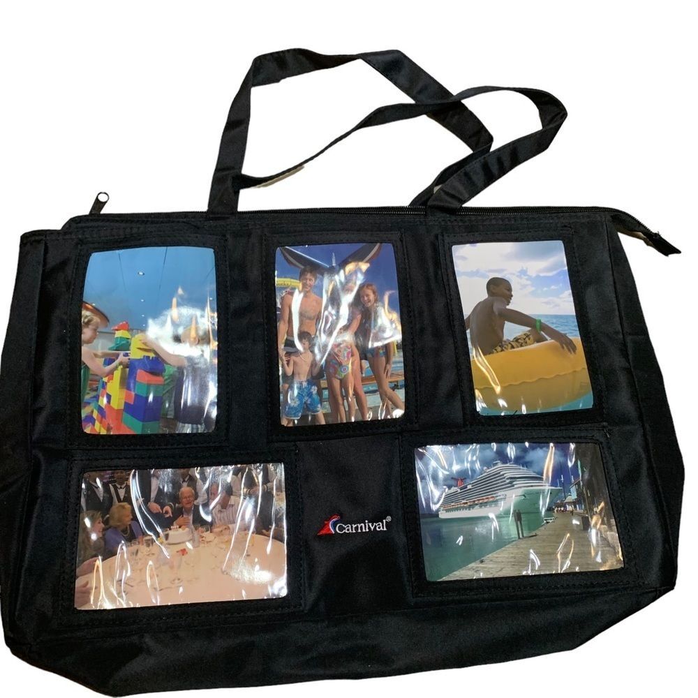 NEW CARNIVAL CRUISE LINES BLACK PHOTO MEMORY TOTE SHOULDER BAG CARRY ON